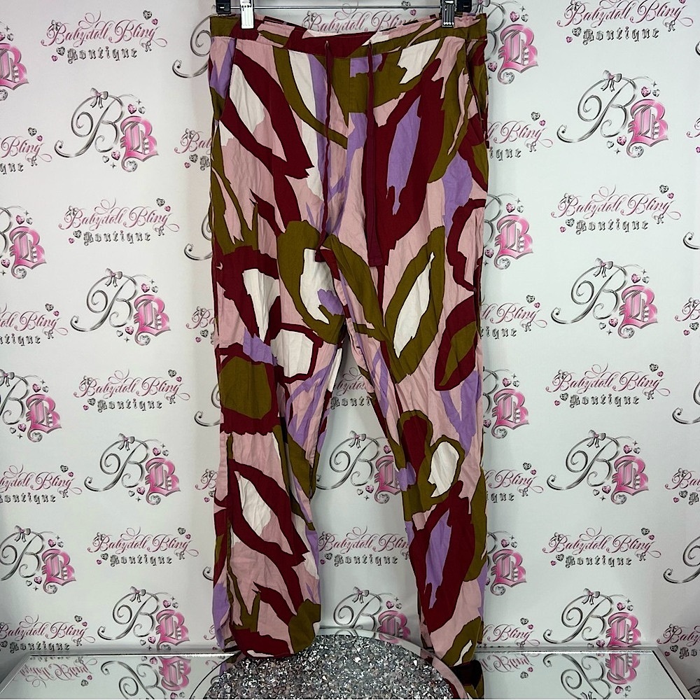 Cyber jammies pants abstract leaf floral print Colorful Patterned Pants